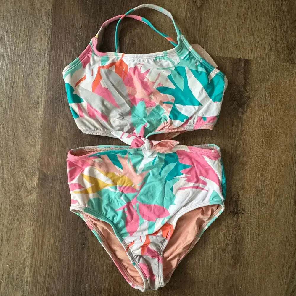 O'Neill Girls' Atlas Knot Multicolor Patterned Cut-Out One-Piece Swimsuit
